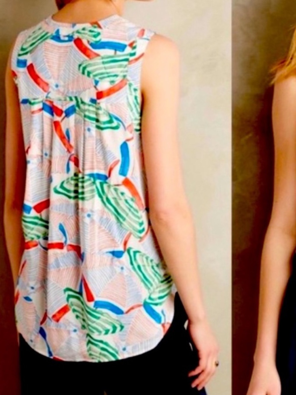 Anthropologie Maeve Size 2 “Sunseeker" Umbrella Print Blouse - Picture 2 of 7